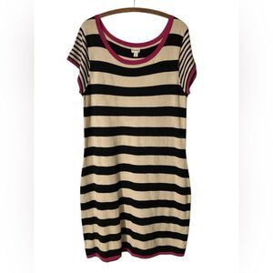 Hatley Dress Size XL Sweater Stripes Lightweight Black Off White